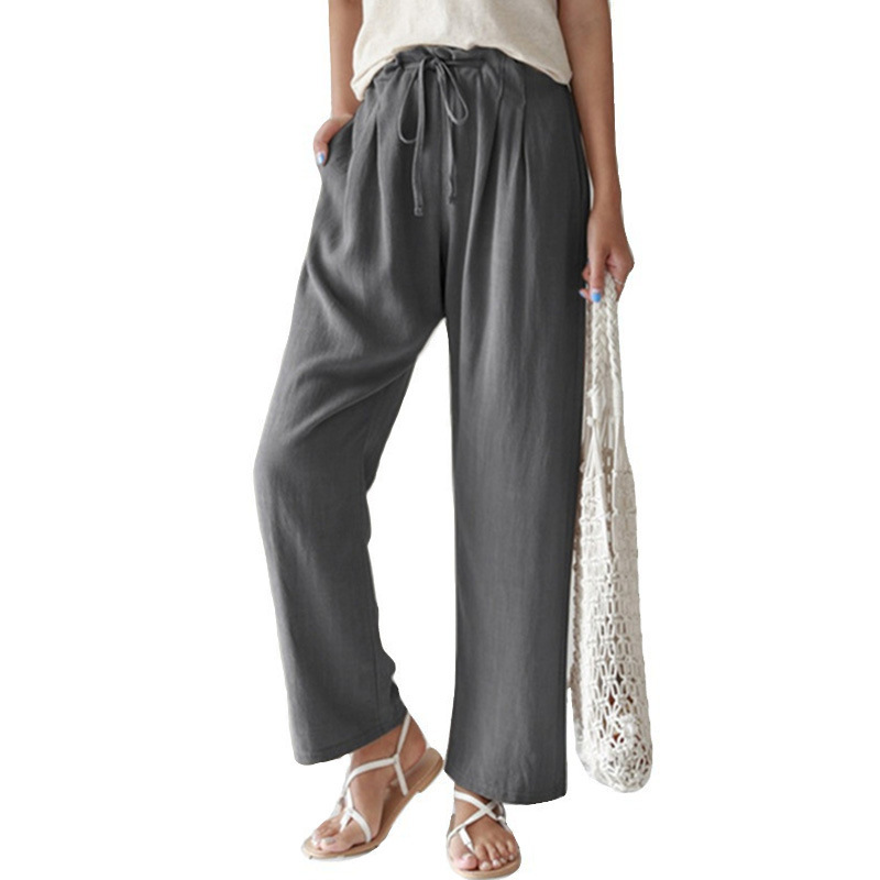 Casual elastic waist straight trousers 33 02