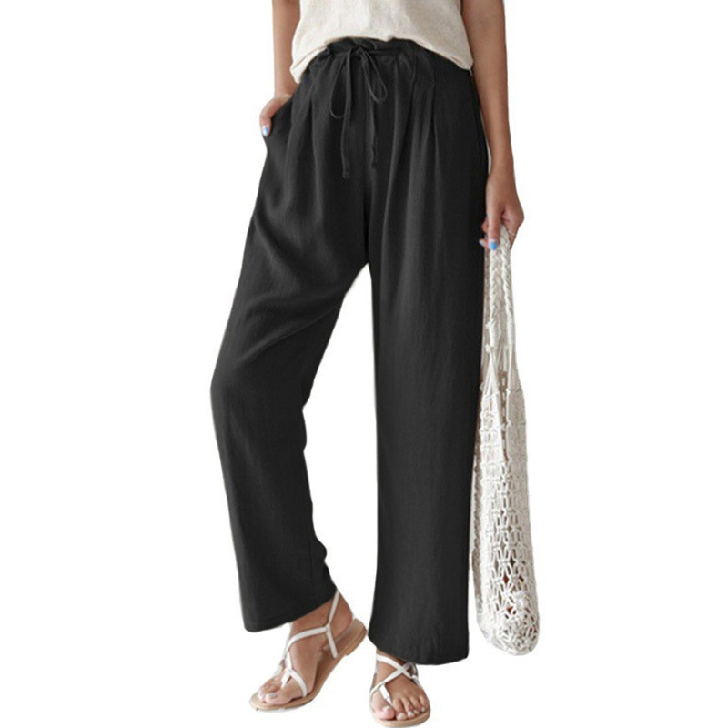 Casual elastic waist straight trousers 33