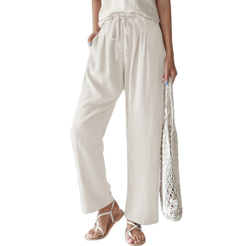 Casual elastic waist straight trousers 33