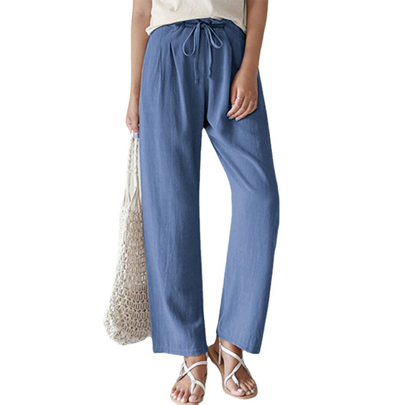 Casual elastic waist straight trousers 33 01