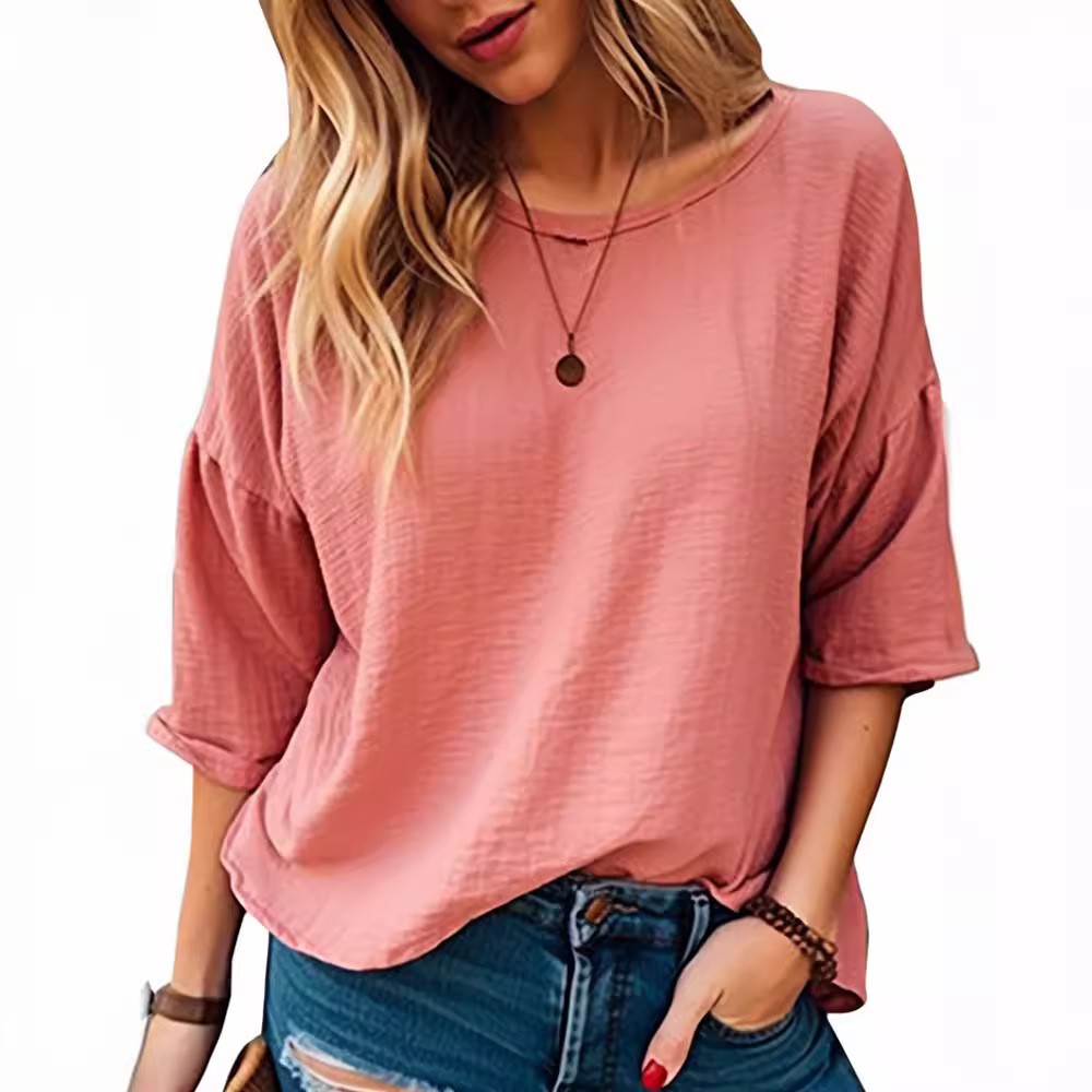Commuter three-quarter sleeve solid color T-shirt 19 01