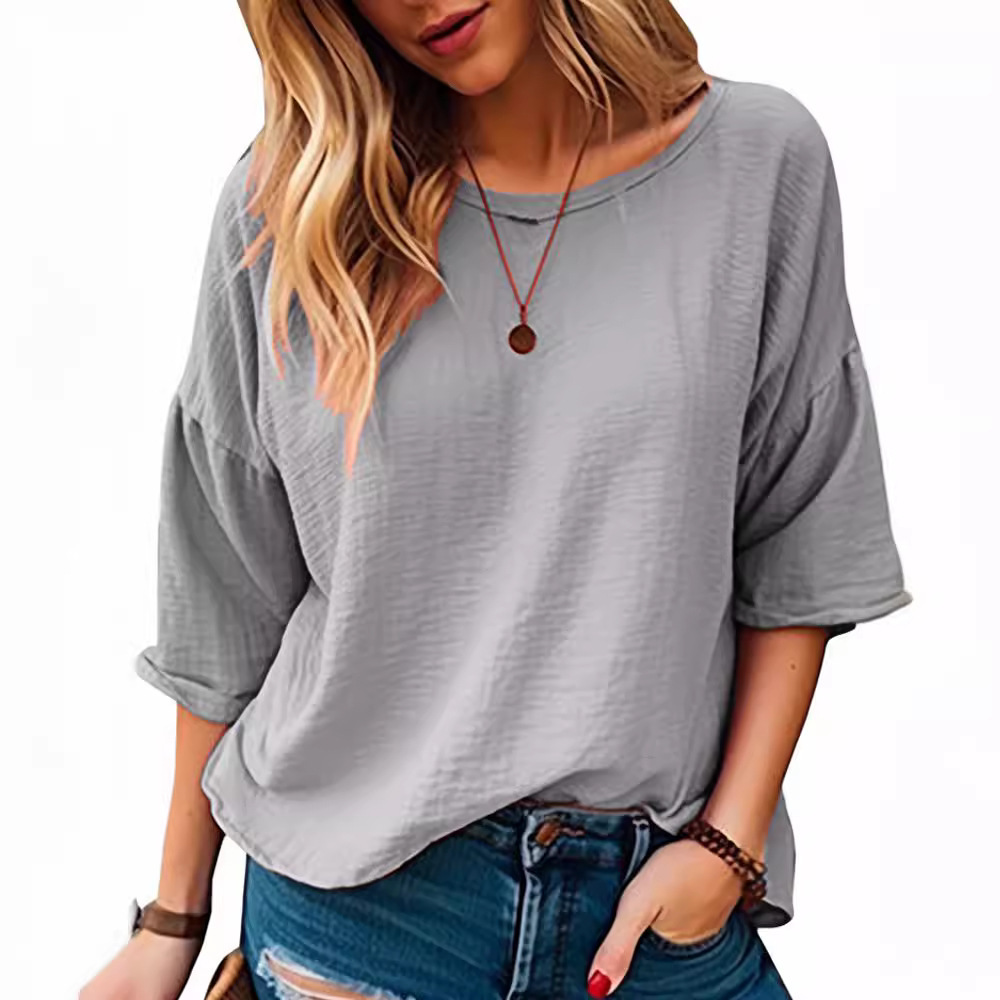 Commuter three-quarter sleeve solid color T-shirt 19 02