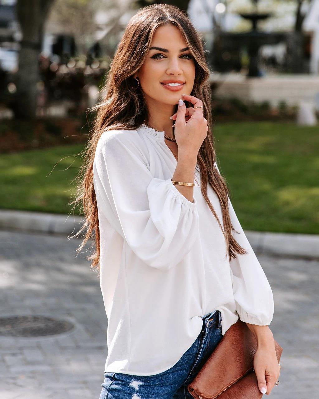 Cool and casual V-neck loose top 17
