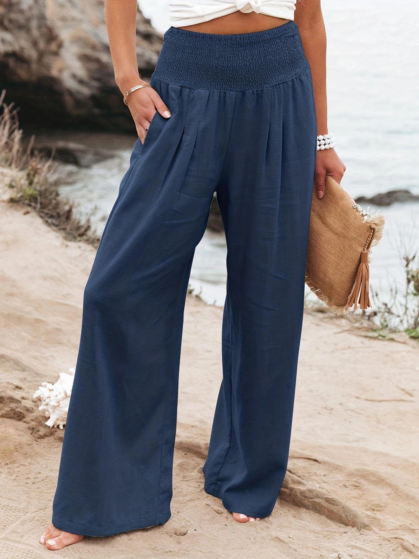 Cotton distressed women's casual pants 42