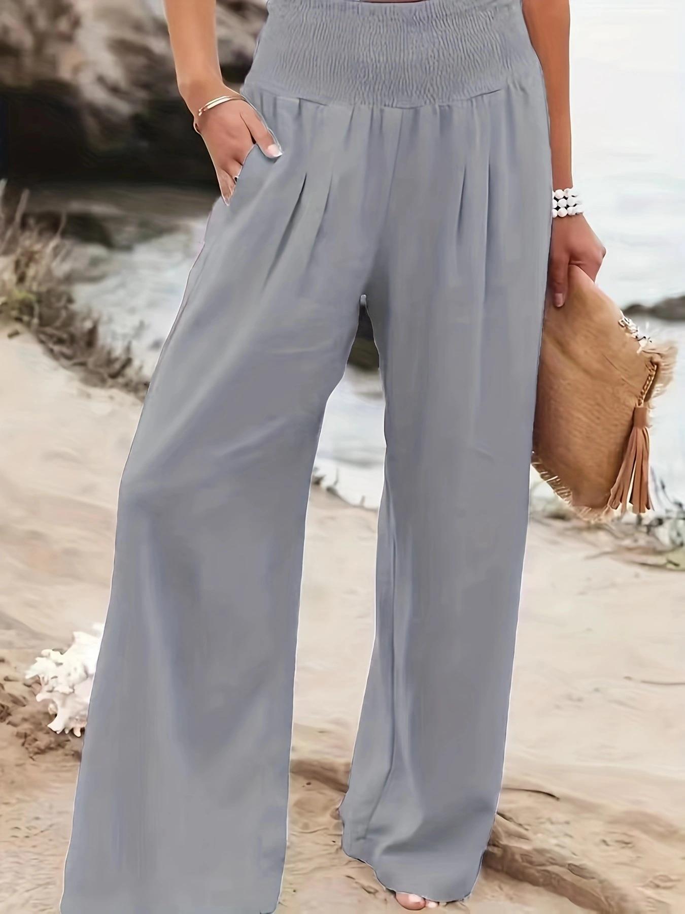 Cotton distressed women's casual pants 42