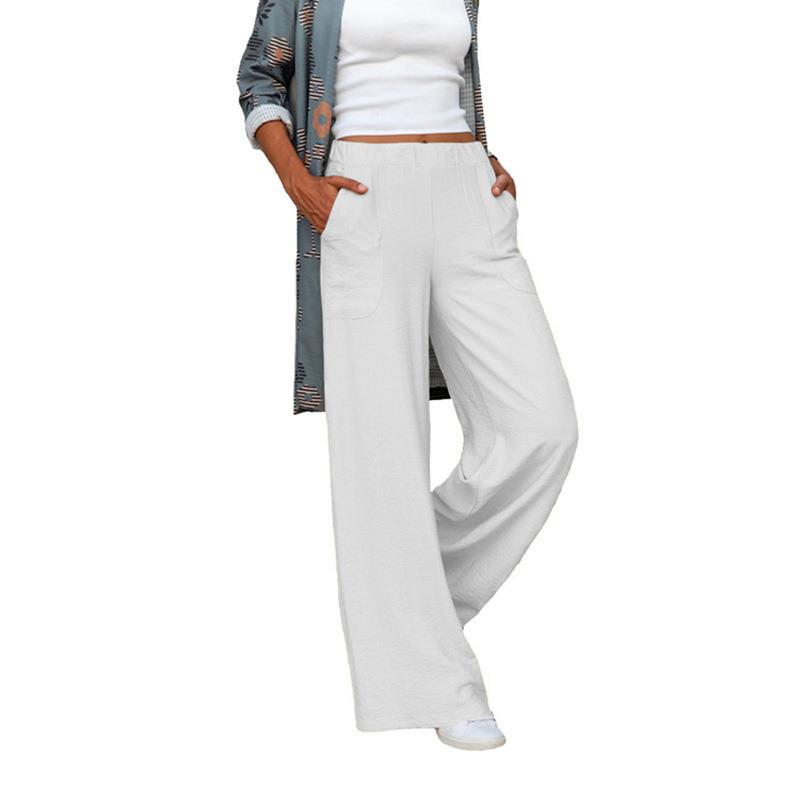 Drape elastic waist loose wide-leg trousers 31 02