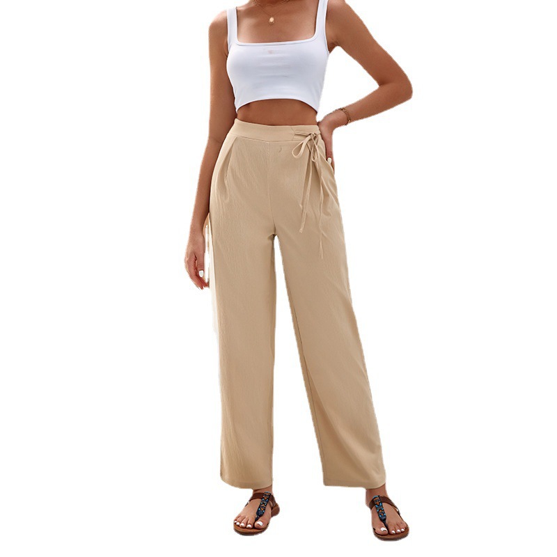 Draped high waist drawstring wide-leg trousers 36 02