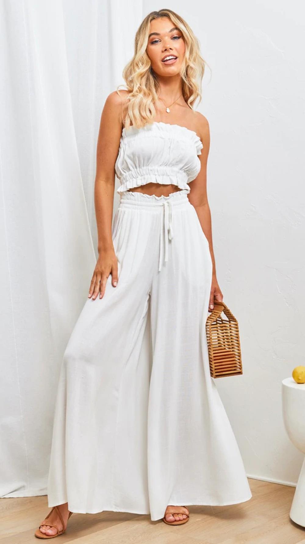 Elastic waistband high waist long culottes 40 02