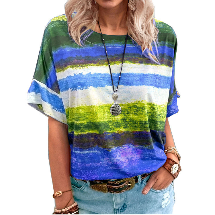 Gradient contrast women's short sleeve 30