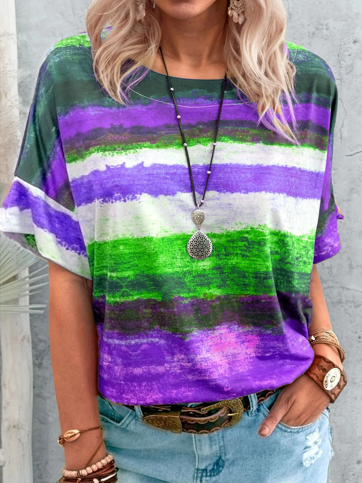 Gradient contrast women's short sleeve 30