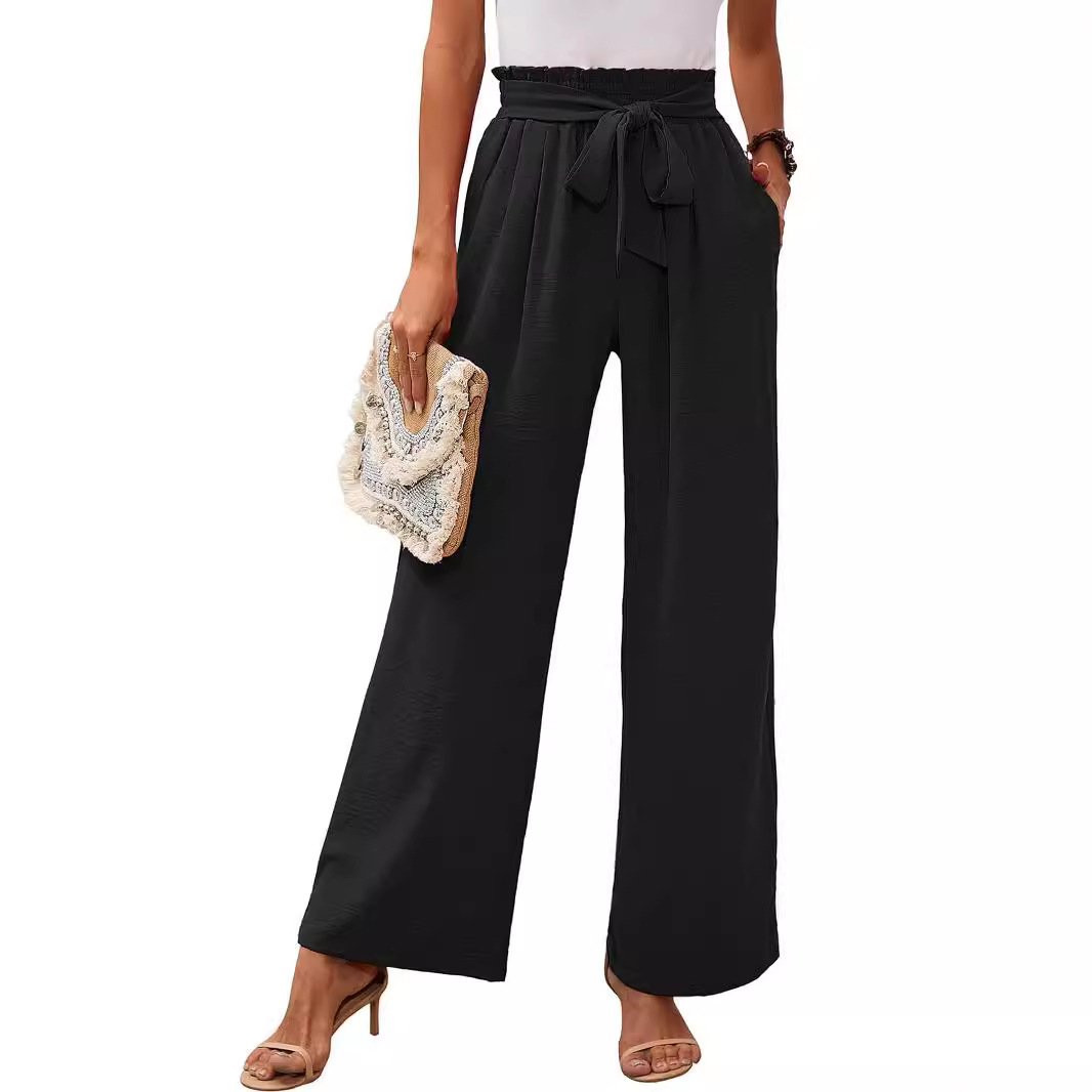 High waist adjustable lace-up loose trousers 39 01
