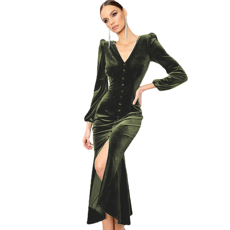Knitted V-neck padded shoulder dress 13 01