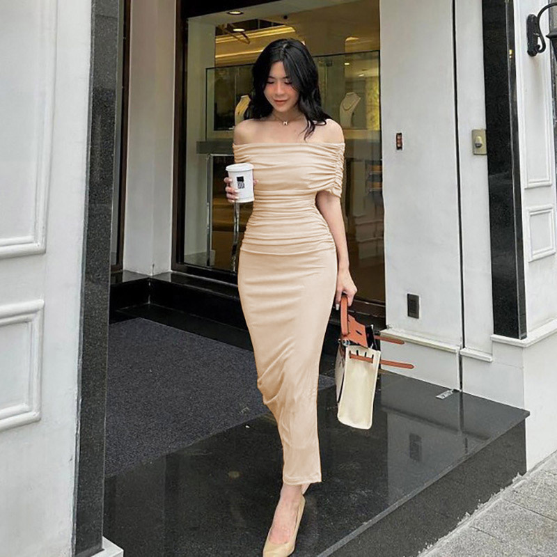 Off-shoulder gathered slit maxi dress 3