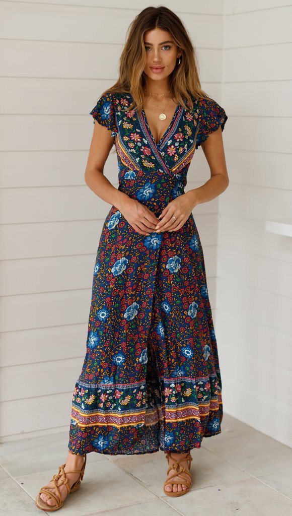 Printed sexy holiday dress 14