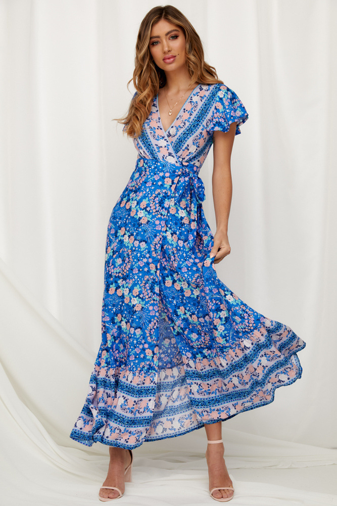 Printed sexy holiday dress 14 01