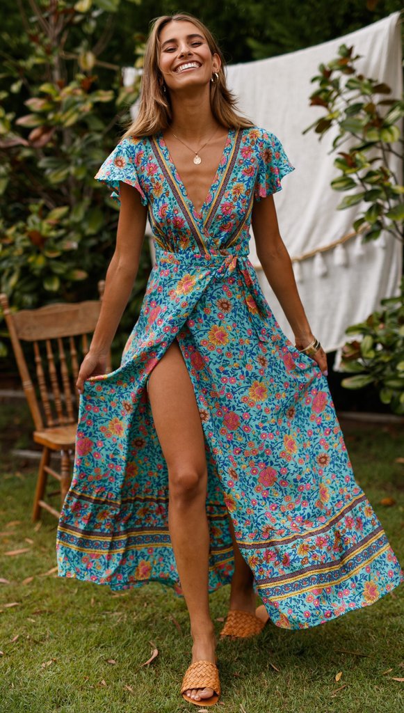 Printed sexy holiday dress 14