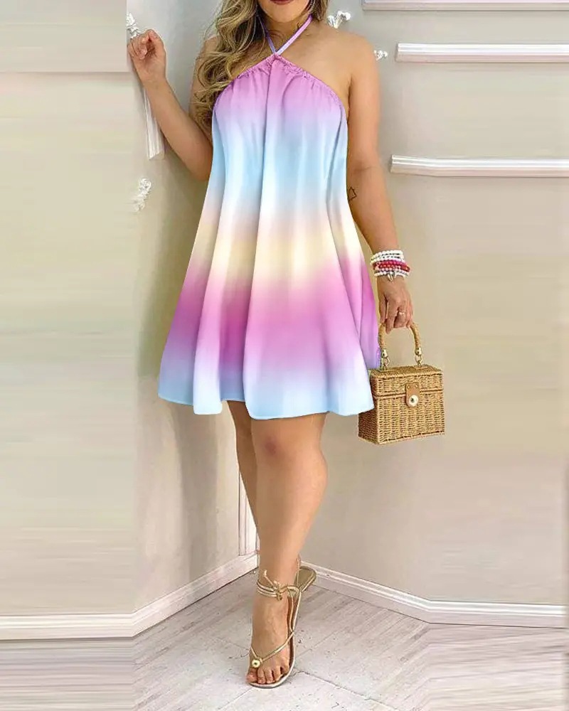 Printed Sexy Off-shoulder Lace-up Loose Dress 4