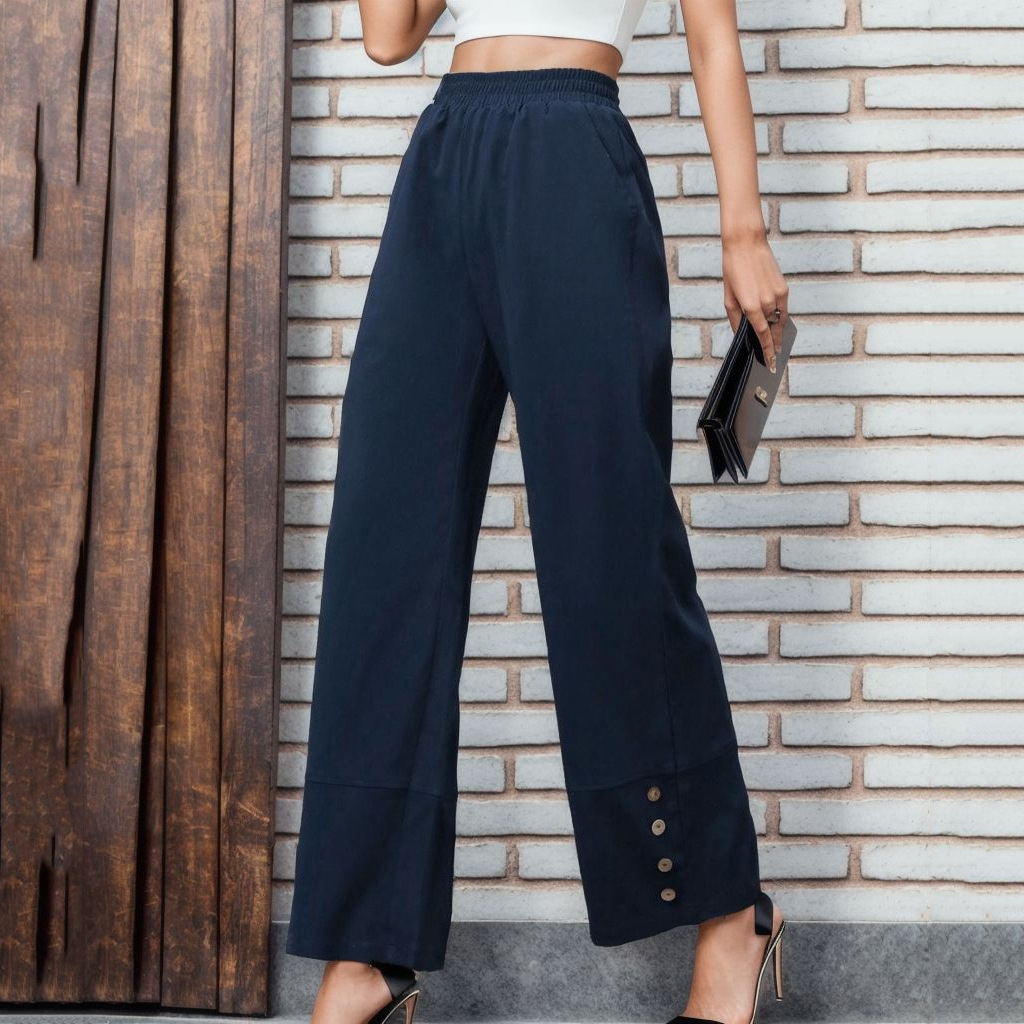 Solid color casual trousers loose straight 41 01