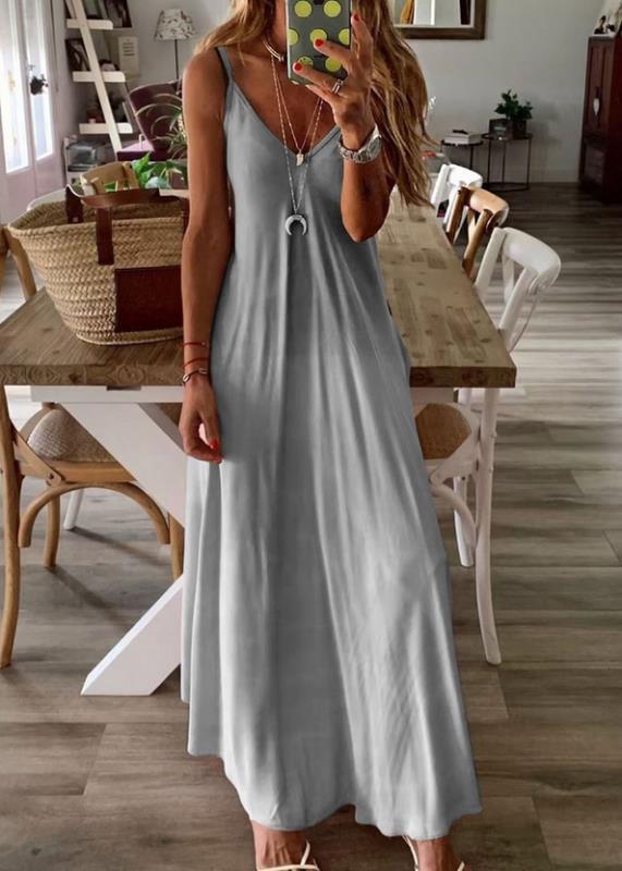 V-neck sexy loose suspender long skirt 9