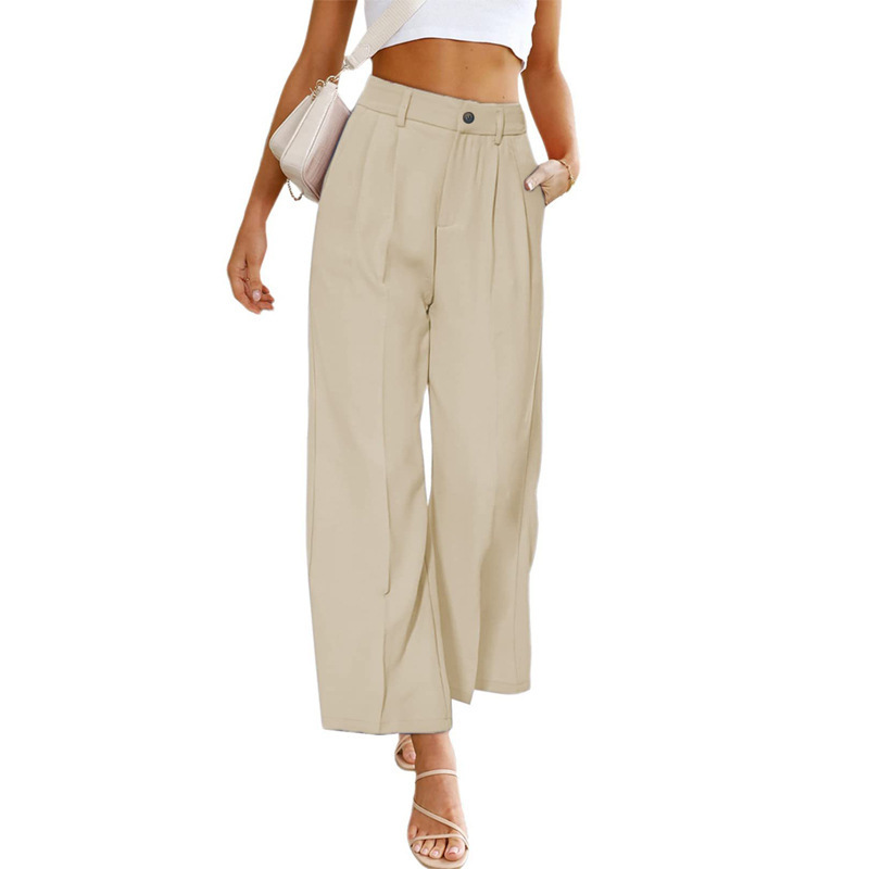 Wide Leg Dress Pants High Waist Button Pants 34 02