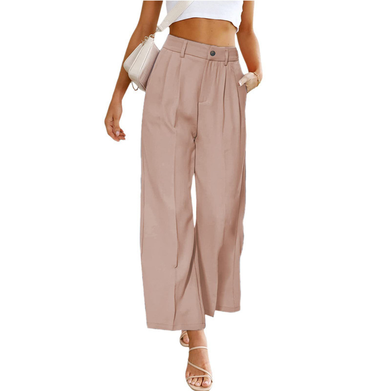 Wide Leg Dress Pants High Waist Button Pants 34 01