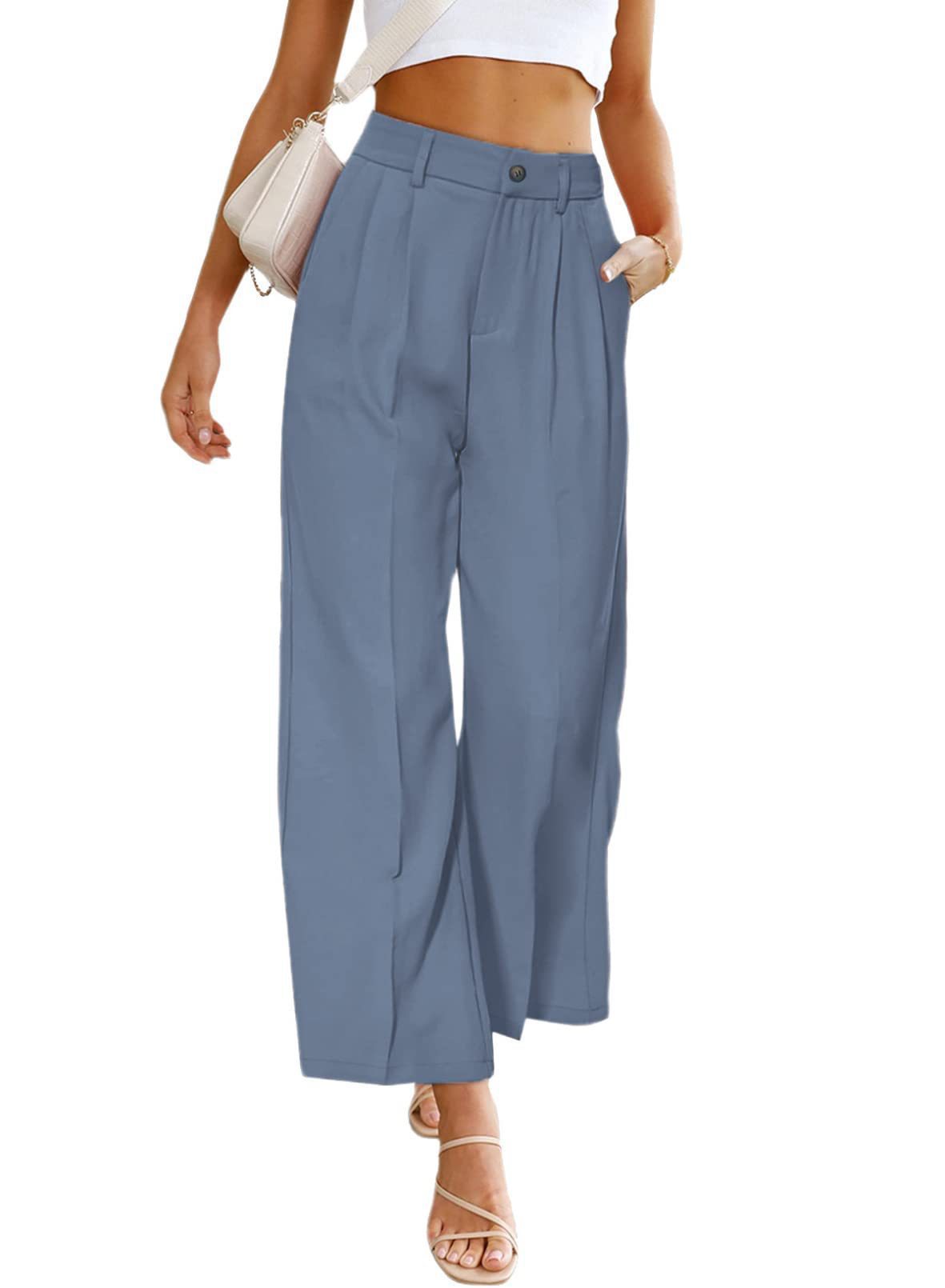 Wide Leg Dress Pants High Waist Button Pants 34