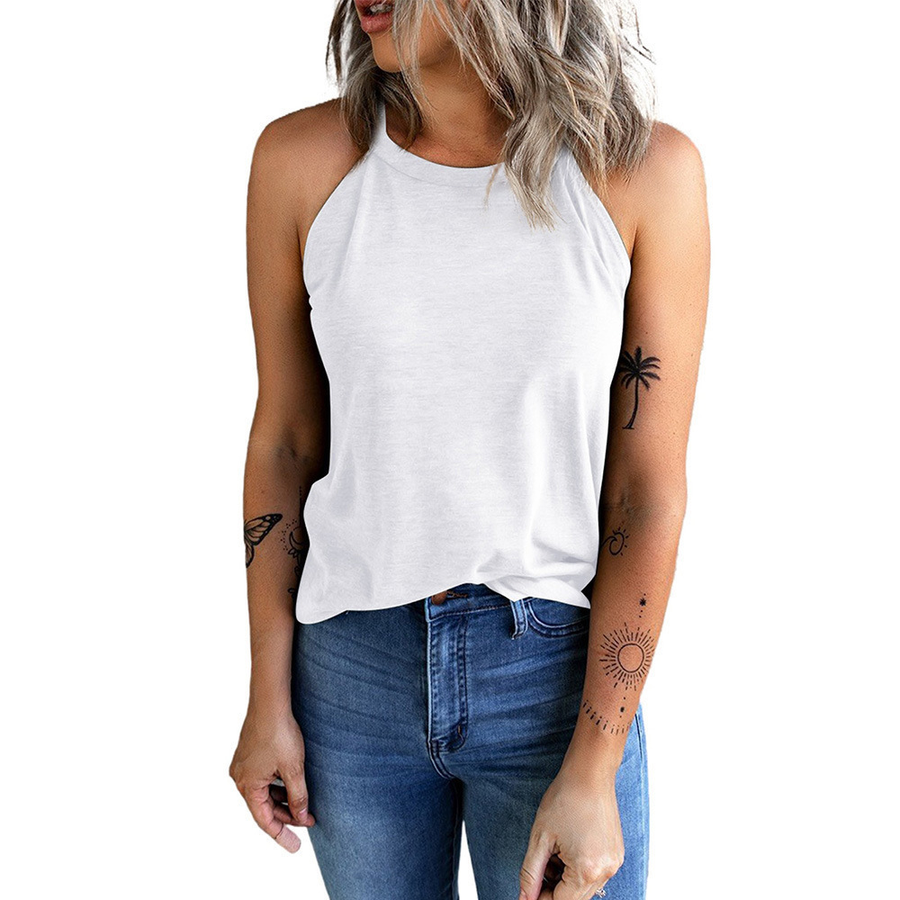 Women's slim fit sleeveless round neck top 25 02
