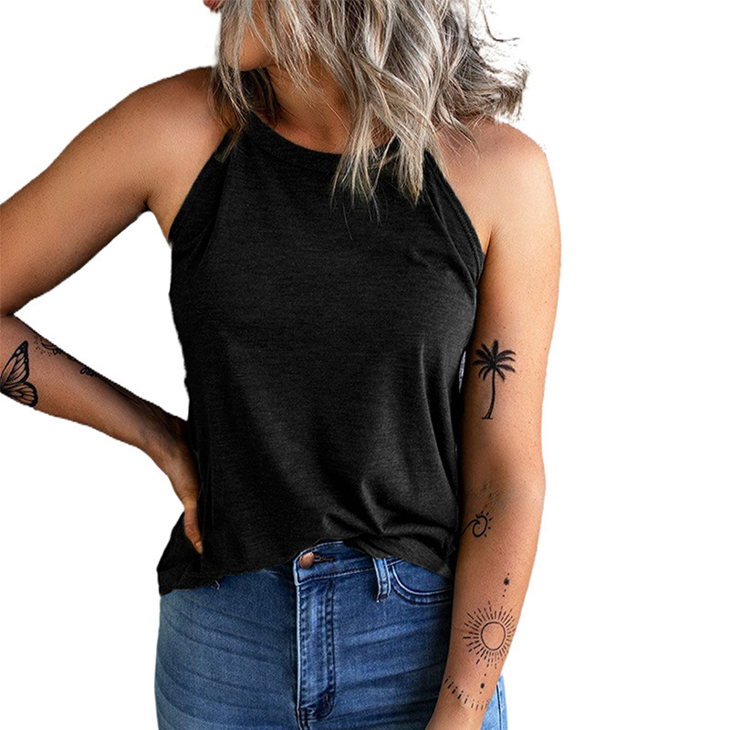 Women's slim fit sleeveless round neck top 25