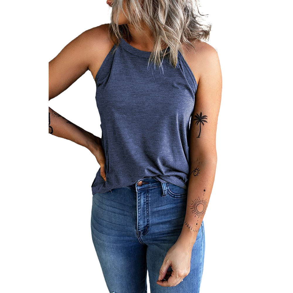 Women's slim fit sleeveless round neck top 25