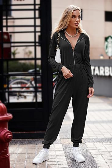 Hooded Long Sleeve Zip-Up Sports Jumpsuit 54 01