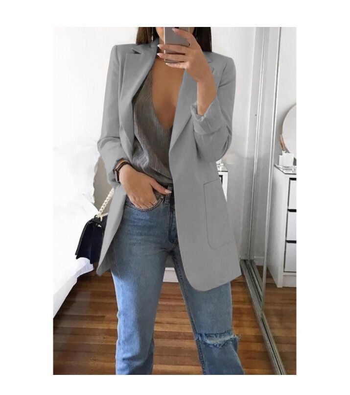 Lapel slim fit cardigan coat for women 58