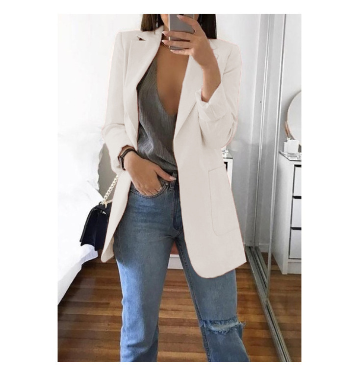 Lapel slim fit cardigan coat for women 58