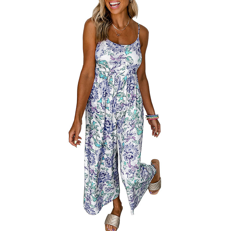 Women's floral halter back jumpsuit 45 02
