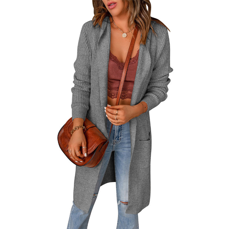 Women's mid-length hooded sweater 55 02