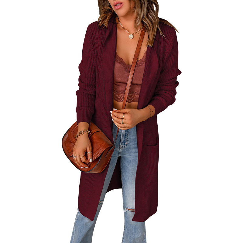 Women's mid-length hooded sweater 55