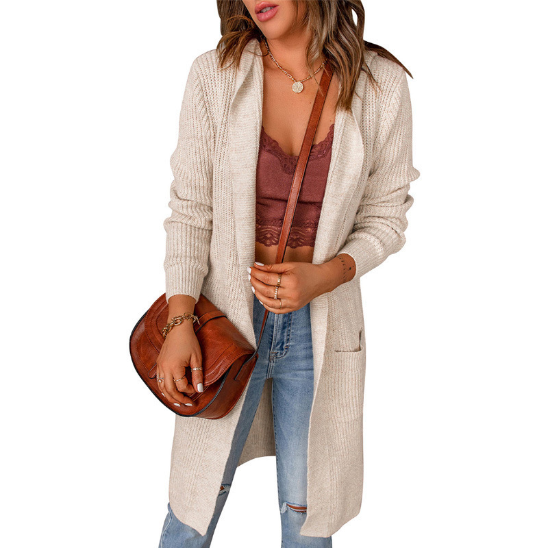 Women's mid-length hooded sweater 55
