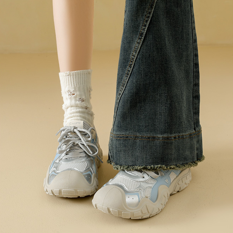 Main Title English Womens Platform Casual Sneakers Lightweight Breathable Versatile Comfortable