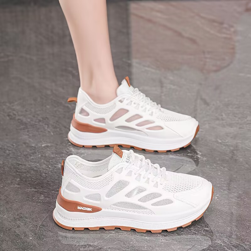 Summer Women's Shoes New Breathable Mesh Shoes Versatile White Shoes Thick Sole Sports Shoes 01