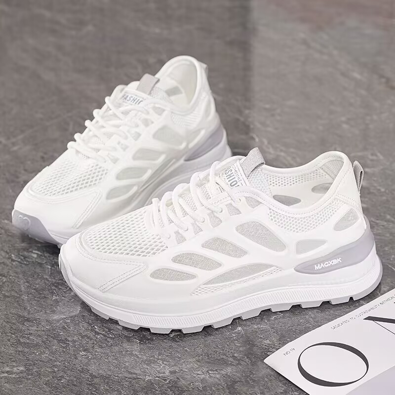 Summer Women's Shoes New Breathable Mesh Shoes Versatile White Shoes Thick Sole Sports Shoes
