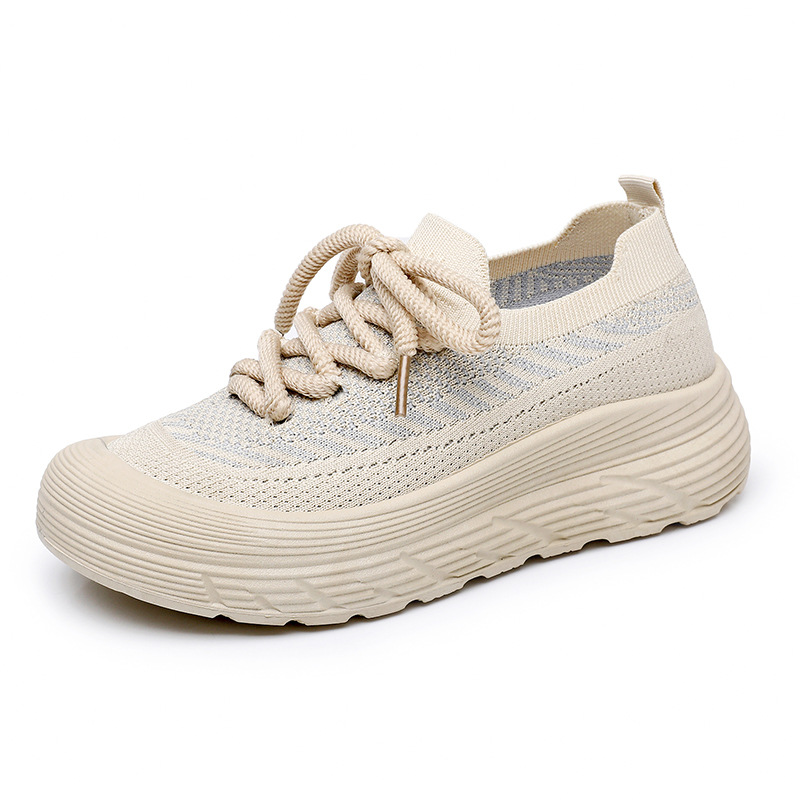 Cloudlike Fly Knit Sneakers Women Breathable Soft Thick Sole Running Shoes 01