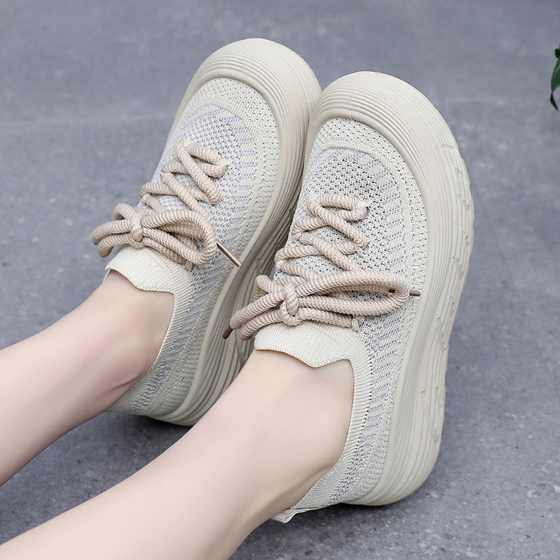 Cloudlike Fly Knit Sneakers Women Breathable Soft Thick Sole Running Shoes